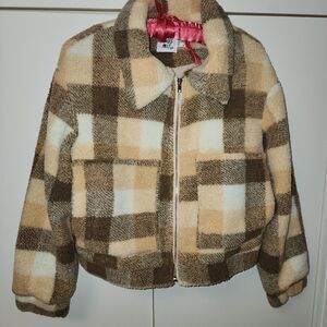 Princess Polly  Doria Jacket  Cropped Checkered Teddy  Sz 4 Cottagecore Outdoors
